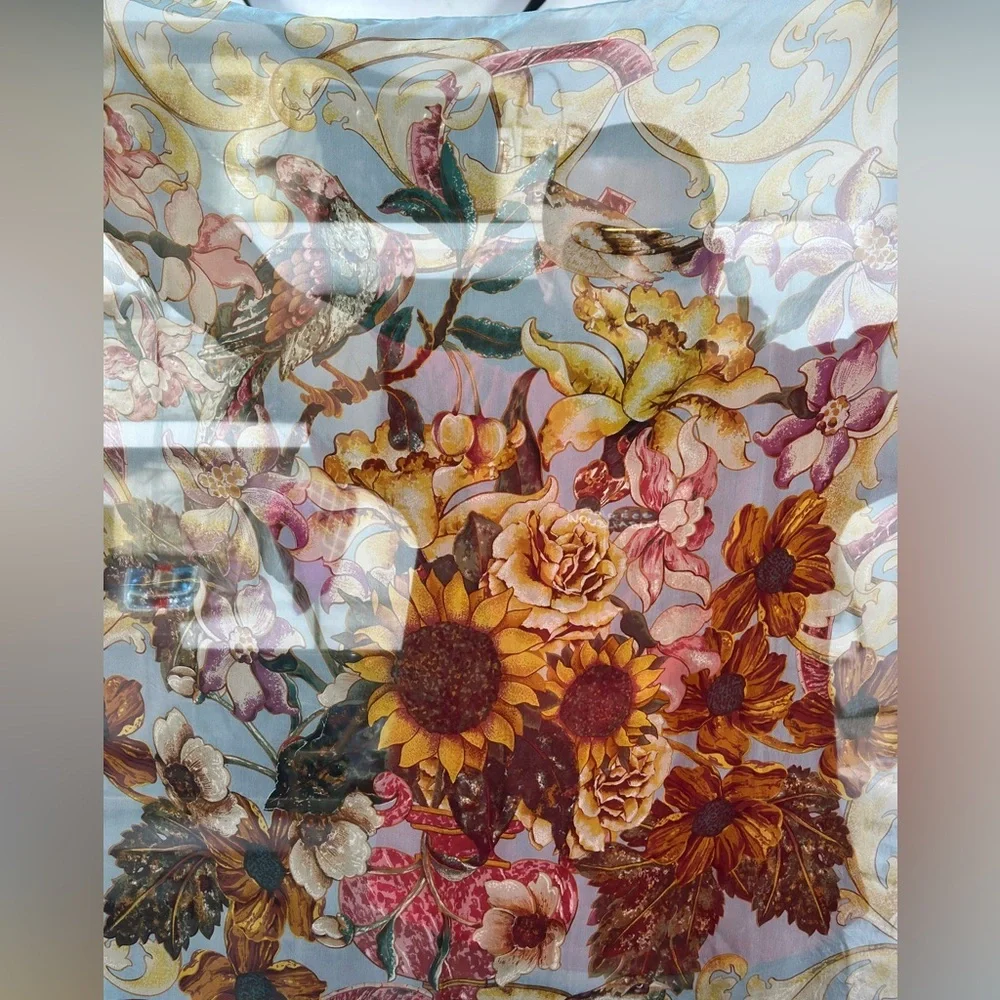 Chanel Sheer Floral Scarf